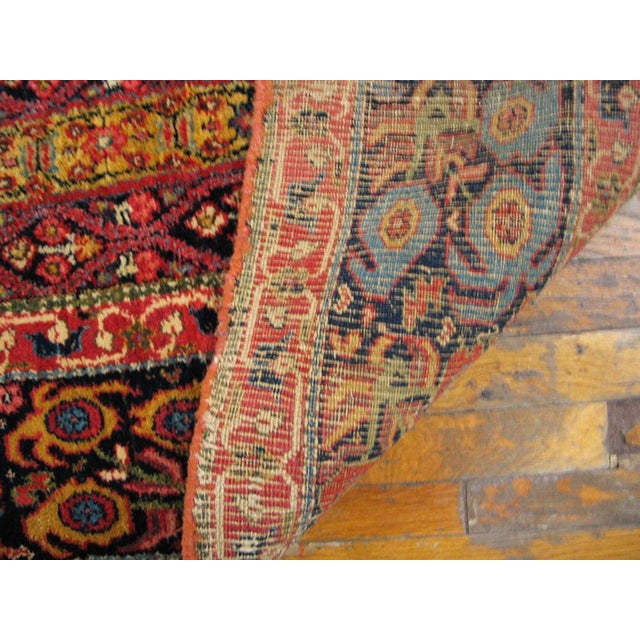 A Allover-Geometric Design Antique Persian Bijar Gallery Rug With Red Background Color For Sale - Image 12 of 12