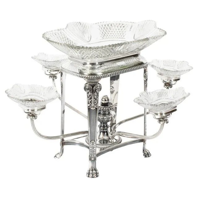 19th Century Sheffield Plate Cut Glass Epergne Centrepiece, 1820s For Sale - Image 17 of 17