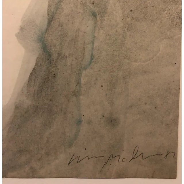 Modern 1987 William Douglas McGee Blue Wing Mixed Media Painting For Sale - Image 3 of 4