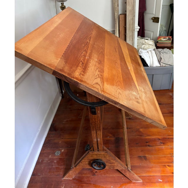 Champagne 1970s Drafting Table With Adjustable Height and Tilt. For Sale - Image 8 of 8