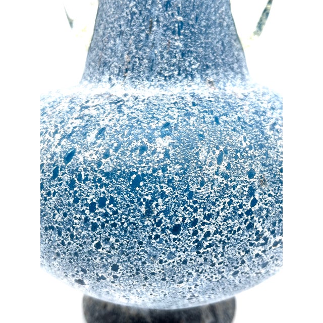 Blue Large Etruscan Style A Scavo Murano Glass Amphora Vase, 1960s For Sale - Image 8 of 18