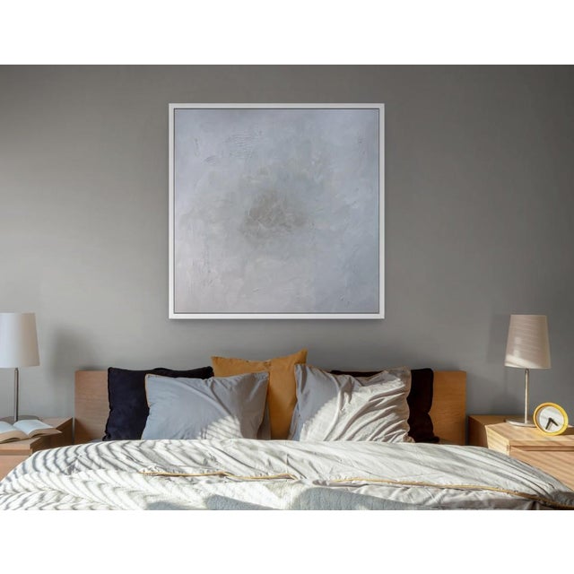 White "White Flower" KR Moehr Large Original Abstract Neutral Art Painting For Sale - Image 8 of 10