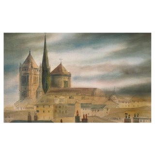 Jacques Tornare, Saint Pierre Cathedral, Geneva, Watercolor, 1989 For Sale