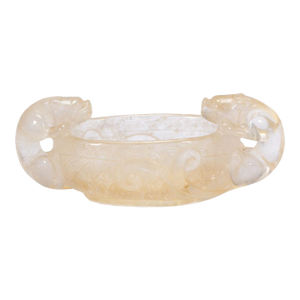 Antique Rock Crystal Brush Washer With Chilong Handles
