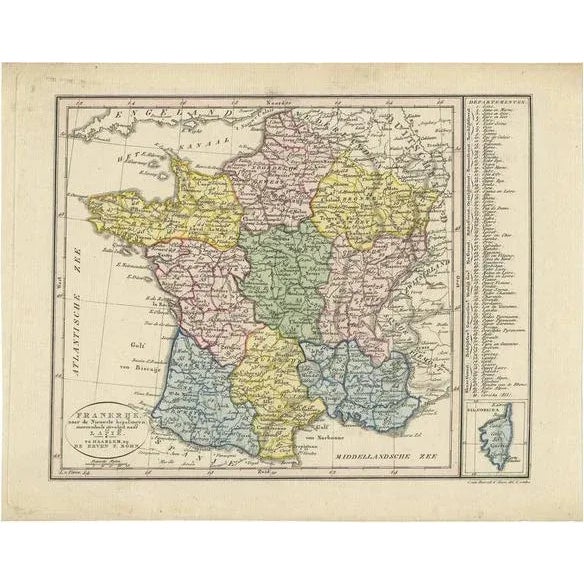 Antique Map of France by Van Baarsel, 1820s For Sale - Image 11 of 11