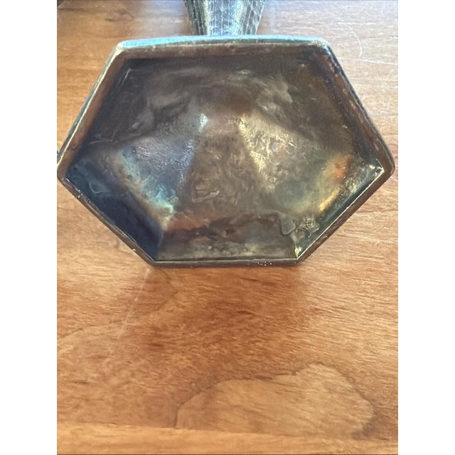 1920s 1926 Arts and Crafts Hand Hammered Metal Salt Pepper Shakers Studio Made Stamped - a Pair For Sale - Image 5 of 5