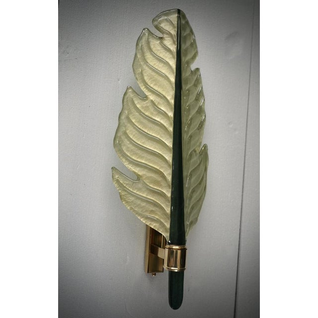 Green Murano Glass and Brass Sconce, 1980s For Sale - Image 6 of 9