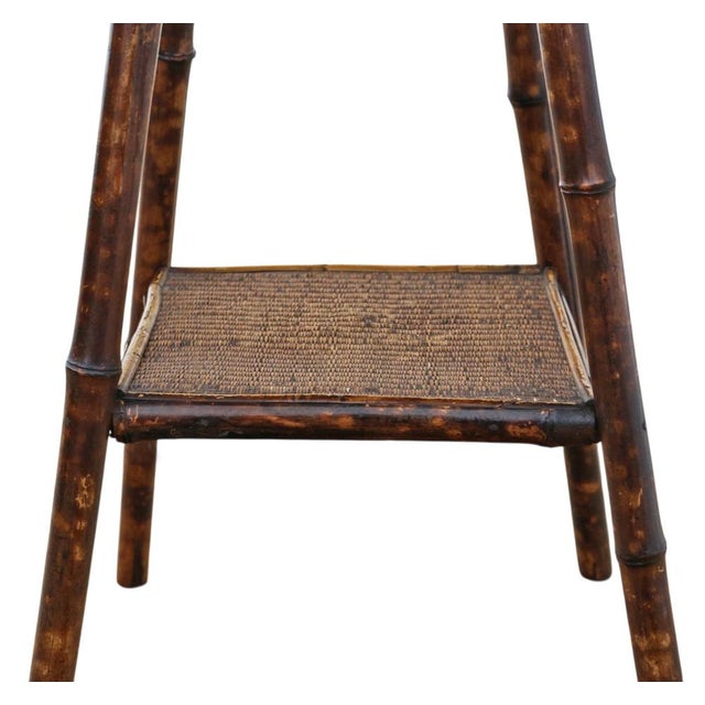 Wood Antique Bamboo and Leather Side Table from Liberty & Co., 1910 For Sale - Image 7 of 8