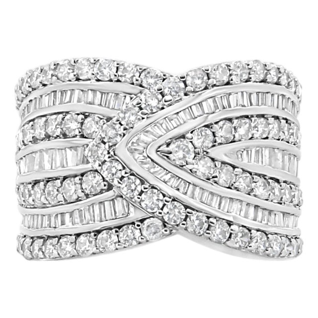 .925 Sterling Silver 2 3/8 Cttw Diamond Multi Row Overlay Band Ring ( J-K Color, I3 Clarity) - Ring - Size 9 For Sale