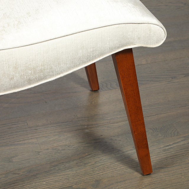 Art Deco Button-Back Velvet & Walnut Chair by Russel Wright for Conant Ball For Sale - Image 9 of 12