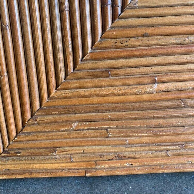 Late 20th Century Large Vintage Square Pencil Reed Mirror For Sale - Image 5 of 6