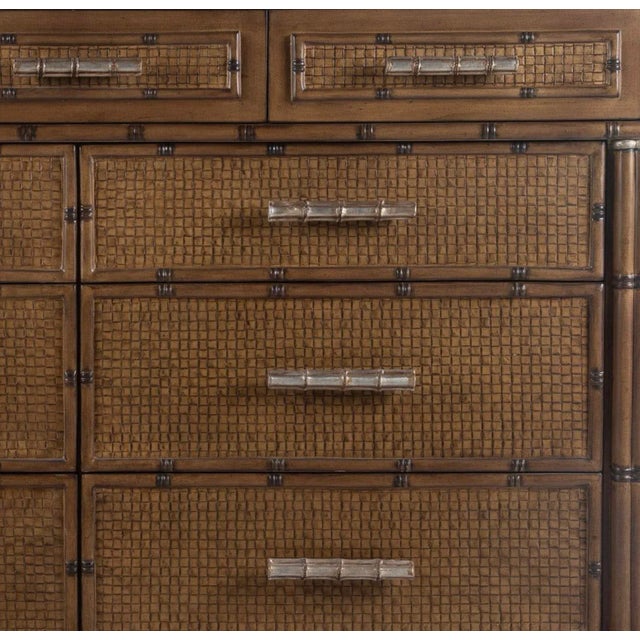 Large Organic Coastal Faux Bamboo Rattan Chest / Commode / Cabinet For Sale In Atlanta - Image 6 of 7