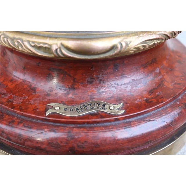 Brown French Sculpture of Girl on Wood Base by Ernest Rancoulet For Sale - Image 8 of 12