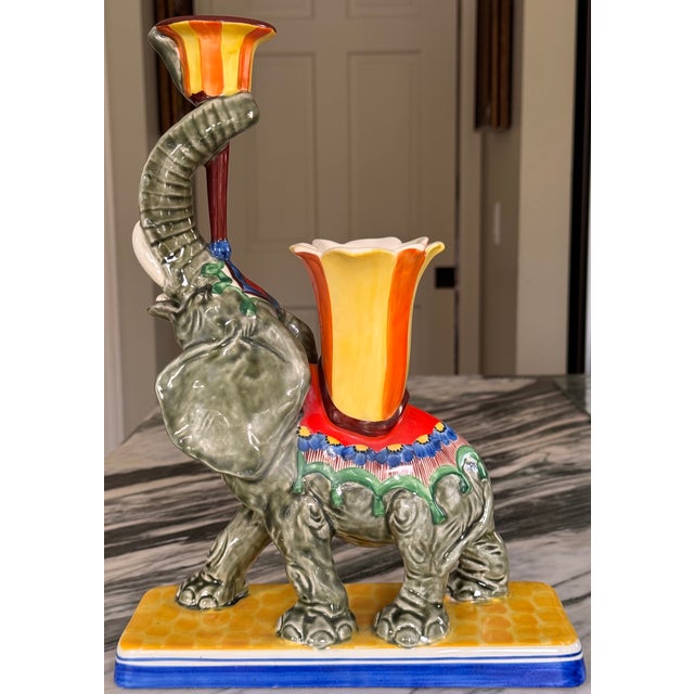 Vintage Ditmar Urbach Czechoslovakia Elephant Candle Vase Centerpiece For Sale - Image 9 of 16
