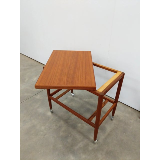 Vintage Danish Modern Teak Expandable Trolley Table For Sale - Image 4 of 12