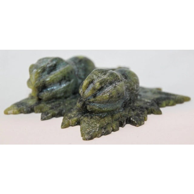 Vintage Chinese Jade Hand Carved Stone Amulet With Acanthus Flowers and Leaves For Sale - Image 12 of 13