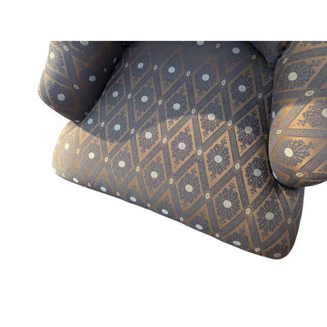 1990s Marge Carson Boudoir Lounge Accent Chair French Tuffed Wingback Armchair Regency For Sale - Image 10 of 15
