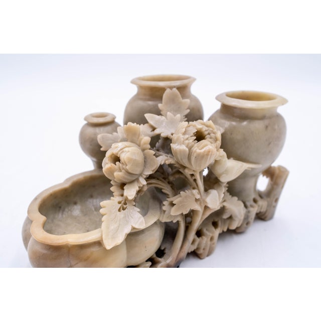 19th Century Chinese Carved Soapstone Urn Vase Inkwell For Sale - Image 4 of 8