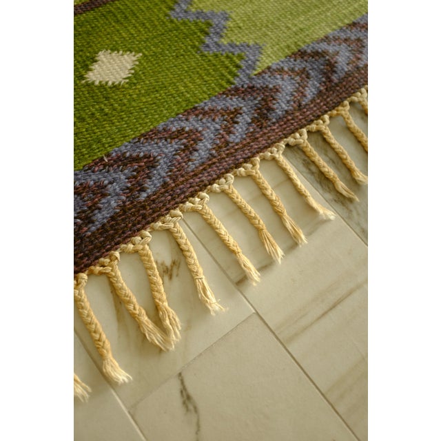 Green Vintage "Garden" Rug by Berit Koenig Woelfer For Sale - Image 8 of 16