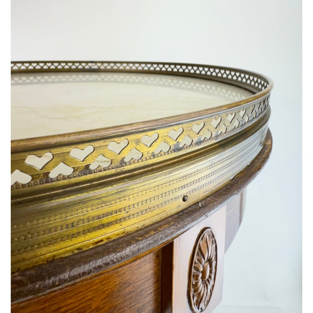 Wood Vintage Mid 20th Century Louis XVI Style Mahogany Marble Top Guéridon Side Table For Sale - Image 7 of 13