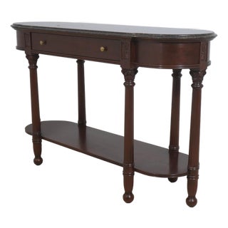 Harden Marble Top Cherry 1 Drawer Console Serving Table For Sale