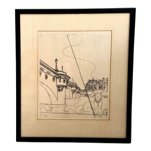 French Fauvist, André Derain’s Original Etching- The Glory of Paris: The Mermaid of the Pont Neuf, 1937