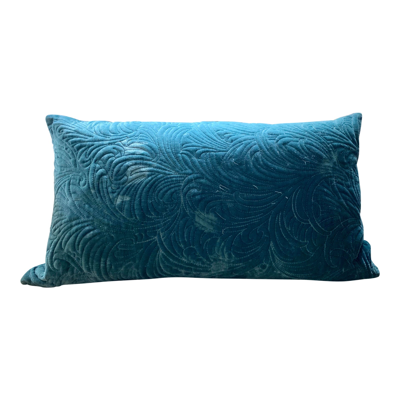 West Elm Teal Velvet Lumbar Pillow Chairish