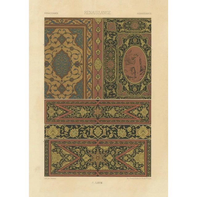 Paper Renaissance Panel Ornament Arabesque and Grotesque Motifs, 1869, Lithograph For Sale - Image 7 of 10