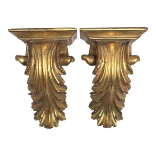 Vintage Italian Gold Leaf Wall Brackets. A Pair For Sale