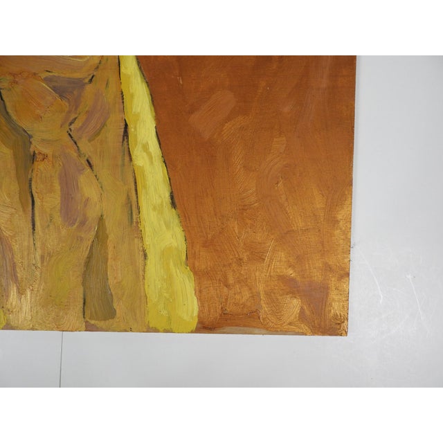 Early 21st Century Contemporary Expressionist Portrait Painting Man in Yellow For Sale - Image 5 of 6