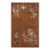 1930s Brown Field Roses Floral Antique Chinese Art Deco Knotted Wool Small Rug For Sale