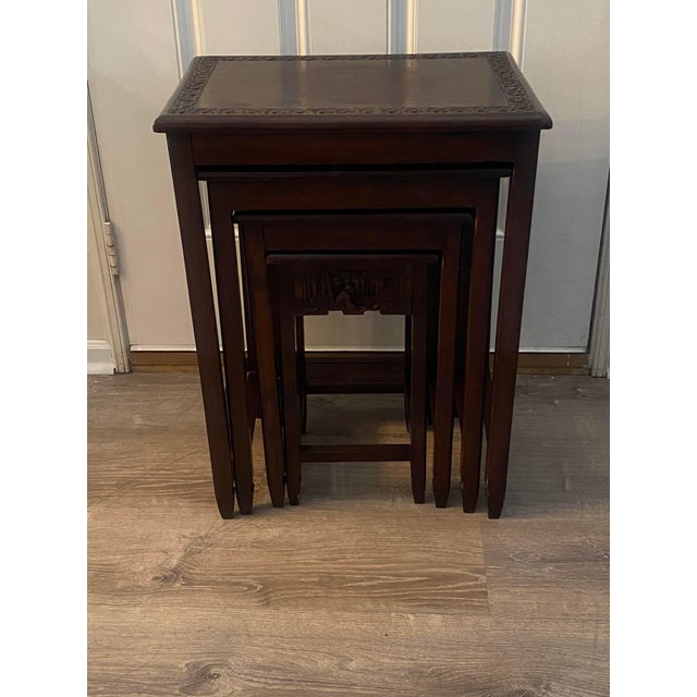 Chinese Vintage Mid Century Chinese Rosewood Nesting Tables - Set of 4 For Sale - Image 3 of 10