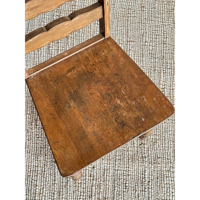 Brown Antique Ladderback Scalloped Dining Chairs, Pair For Sale - Image 8 of 14