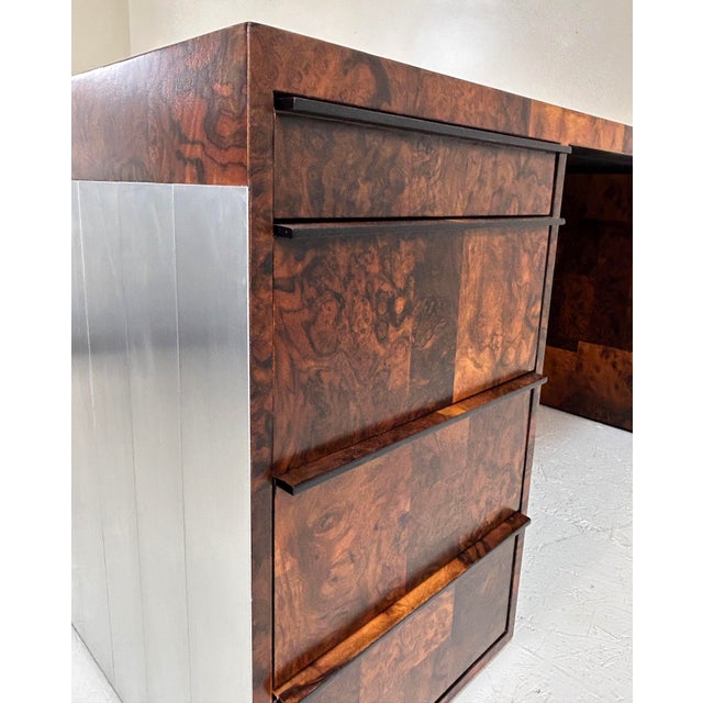 1970s Paul Evans Cityscape Executive Desk in Burl Walnut For Sale - Image 14 of 16