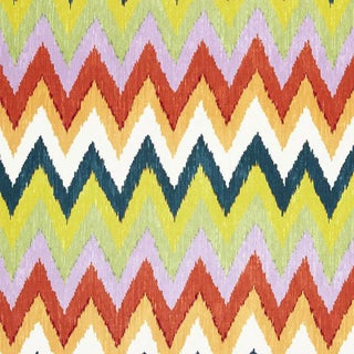 Schumacher Adras Ikat Print Fabric in Caravan For Sale