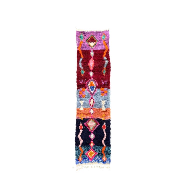 This exceptional Moroccan Boujad runner rug is a bold and artistic piece, entirely handmade in the Atlas Mountains using...