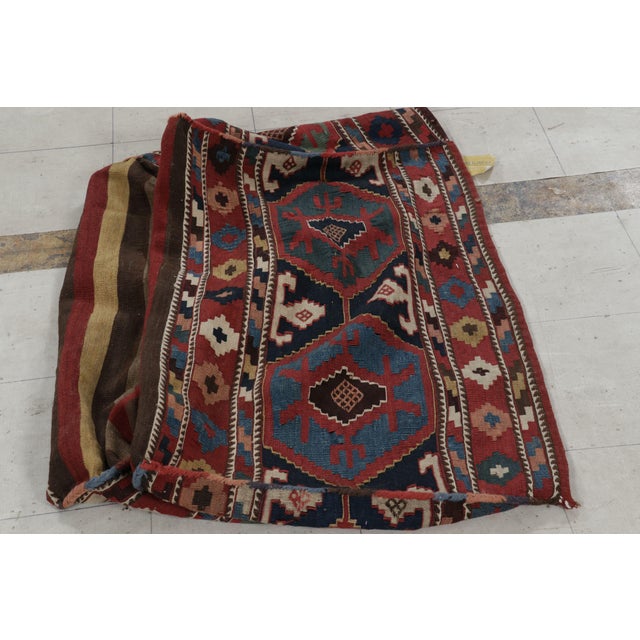 Tribal Antique Russian Tribal Bag Kilim With Geometric Patterns - Rug & Kilim For Sale - Image 3 of 8