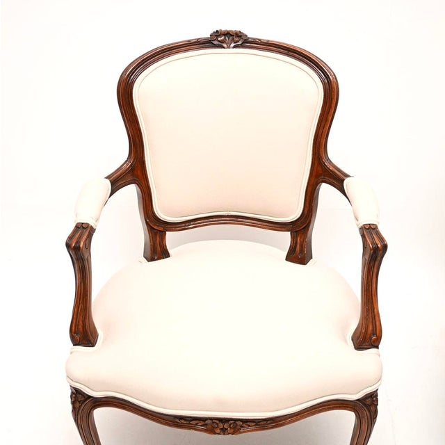 1930s Antique French Walnut Salon Armchairs, 1930, Set of 2 For Sale - Image 5 of 11