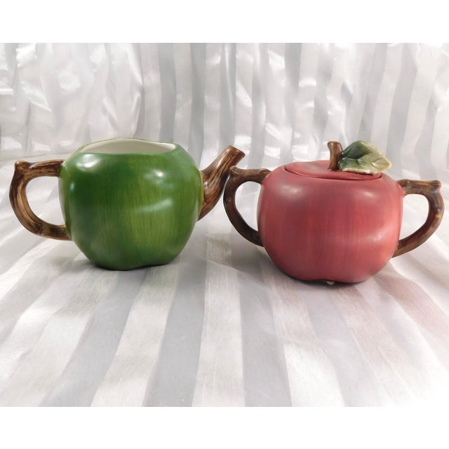 Contemporary 1970s Sakura Apple Orchard Figural Sugar Bowl and Creamer For Sale - Image 3 of 8