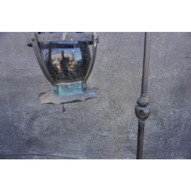 1920s Rustic Wrought Iron Hanging Lantern Floor Lamp For Sale In Los Angeles - Image 6 of 8