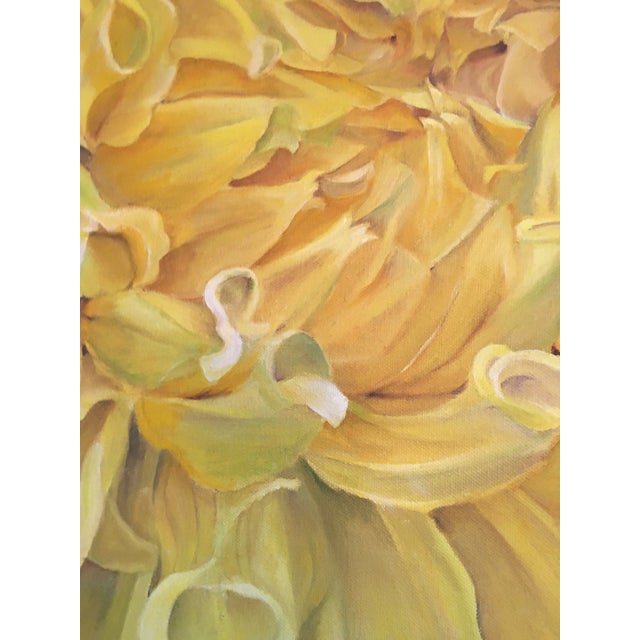 Yellow Framed Oil on Canvas Dahlia Flower "Delilah" by Shelly Gurton For Sale - Image 8 of 8