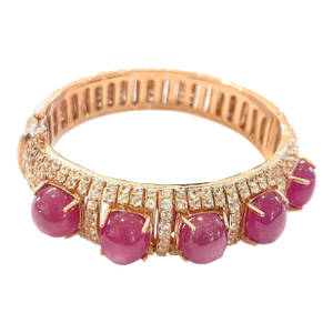 Bochic “Capri” Vintage Multi Ruby & Topaz Bracelet Set In 18K Gold & Silver