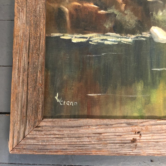 Original painting on stretched canvas Signed lower left 16 x 20 Overall size with vintage frame is 19.5 x 23.5