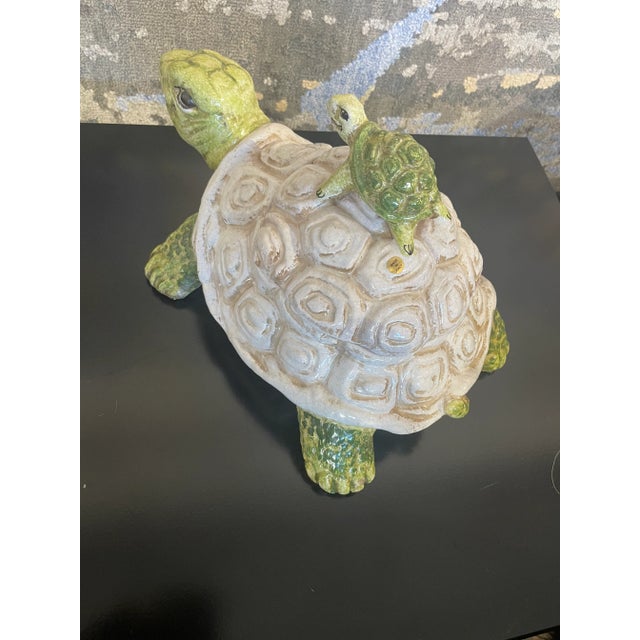 Hand Painted Ceramic Turtle Ginjer/Cookie Jar. Created in Italy.