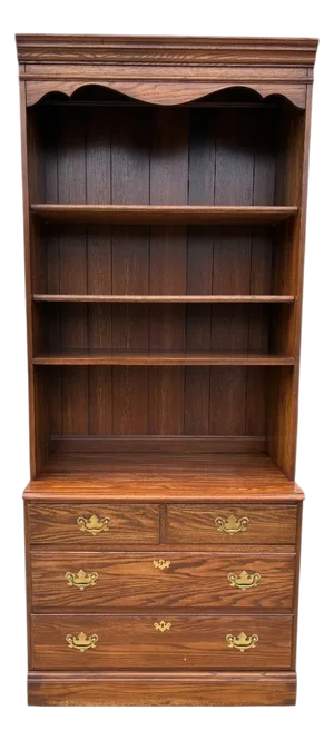 1980s Pennsylvania House Oak Chippendale Cabinet Display Hutch Shelf Chippendale Bookshelf