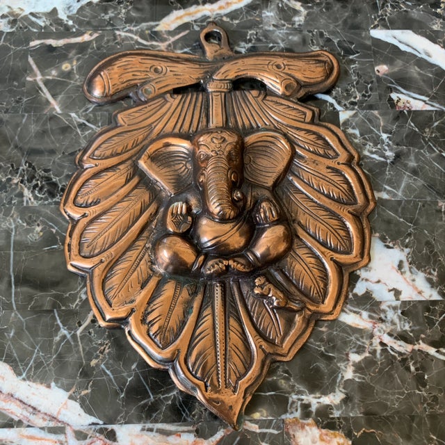Vintage Textured Copper Ganesha Wall Decor For Sale - Image 10 of 10