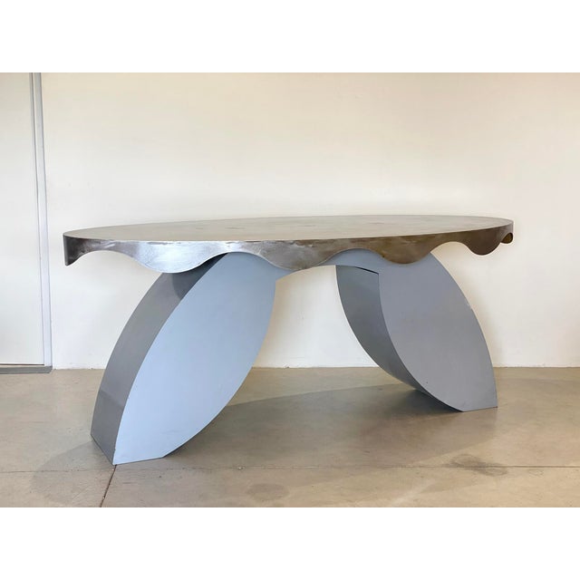 Metal Iron and Steel Console, 1980s For Sale - Image 7 of 18