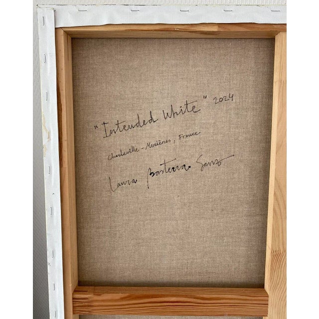 Off-white Contemporary Abstract Acrylic on Belgian Linen Painting "Intended White" by Laura Basterra Sanz For Sale - Image 8 of 9