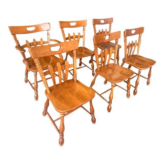 Betty Draper 'Mad Men' Maple Breakfast Room Chairs by Willett Furniture - Set of 6 - Mid 20th Century For Sale