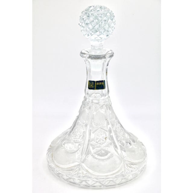 A superb large antique lead glass crystal decanter from Western Germany, circa 1950. The original label states "Made in...